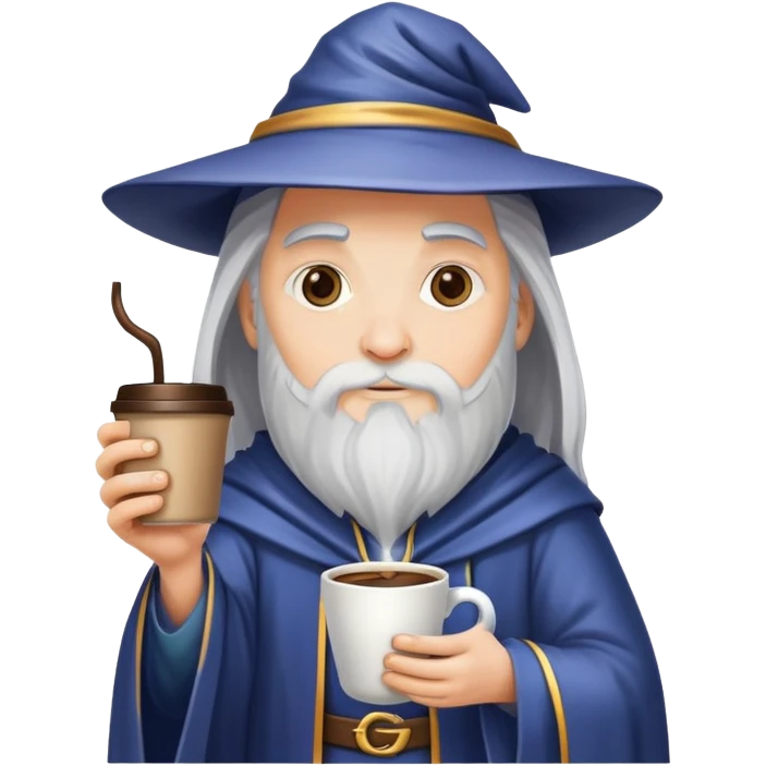 Wizard holding a coffee cup emoji