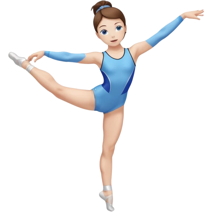young woman with pale skin, brown hair, and blue eyes doing gymnastics  emoji
