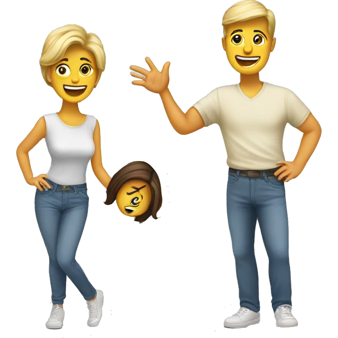 playful couple in parody pose emoji