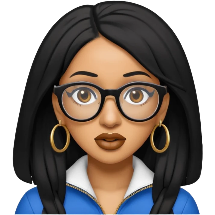 rapper Cardi B black hair wear glasses emoji