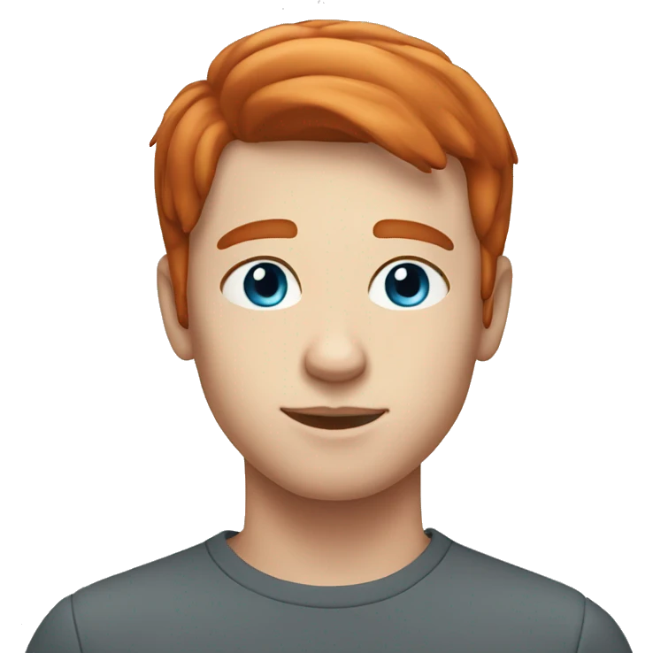 young guy with blue eyes and short Redhead straight hair emoji