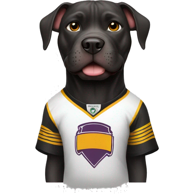 Black pitbull wearing a cheifs jersey emoji