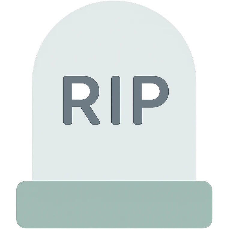 "RIP" gravestone  emoji