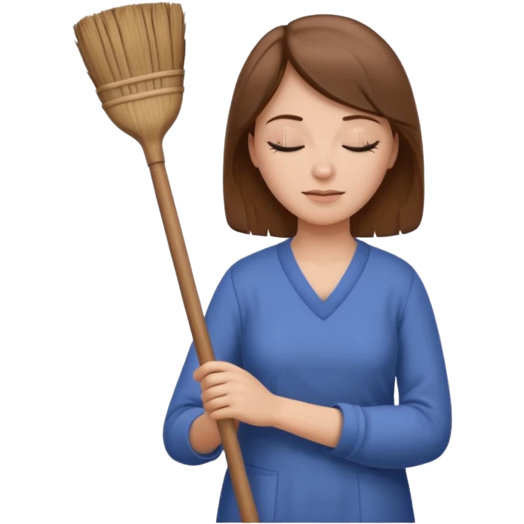 Sleeping Mom holding broom emoji