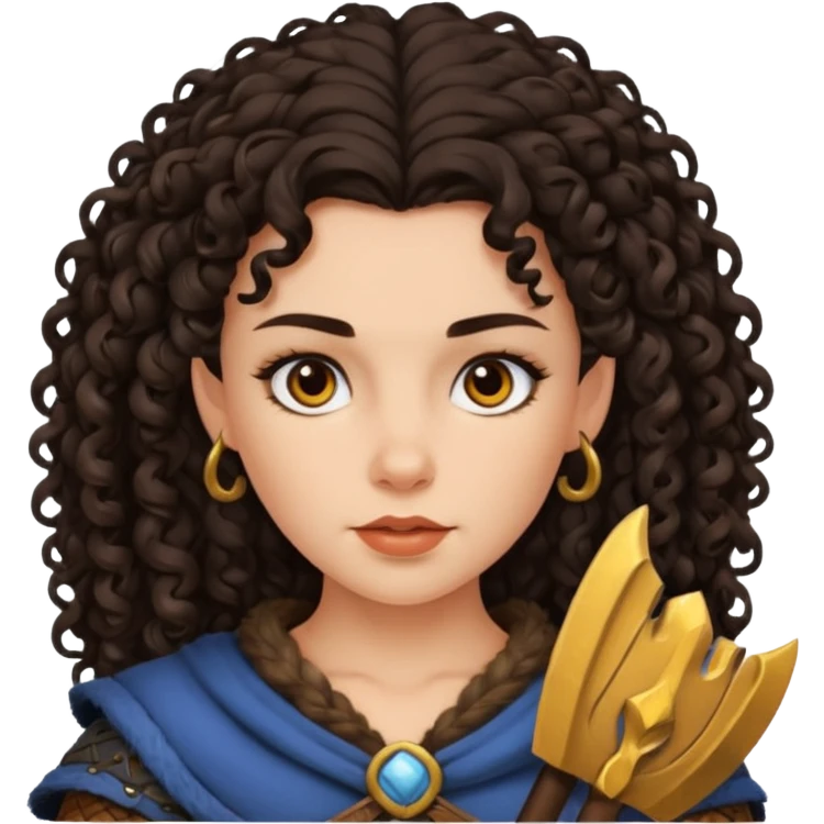 vichingo femmina con capelli mori ricci emoji