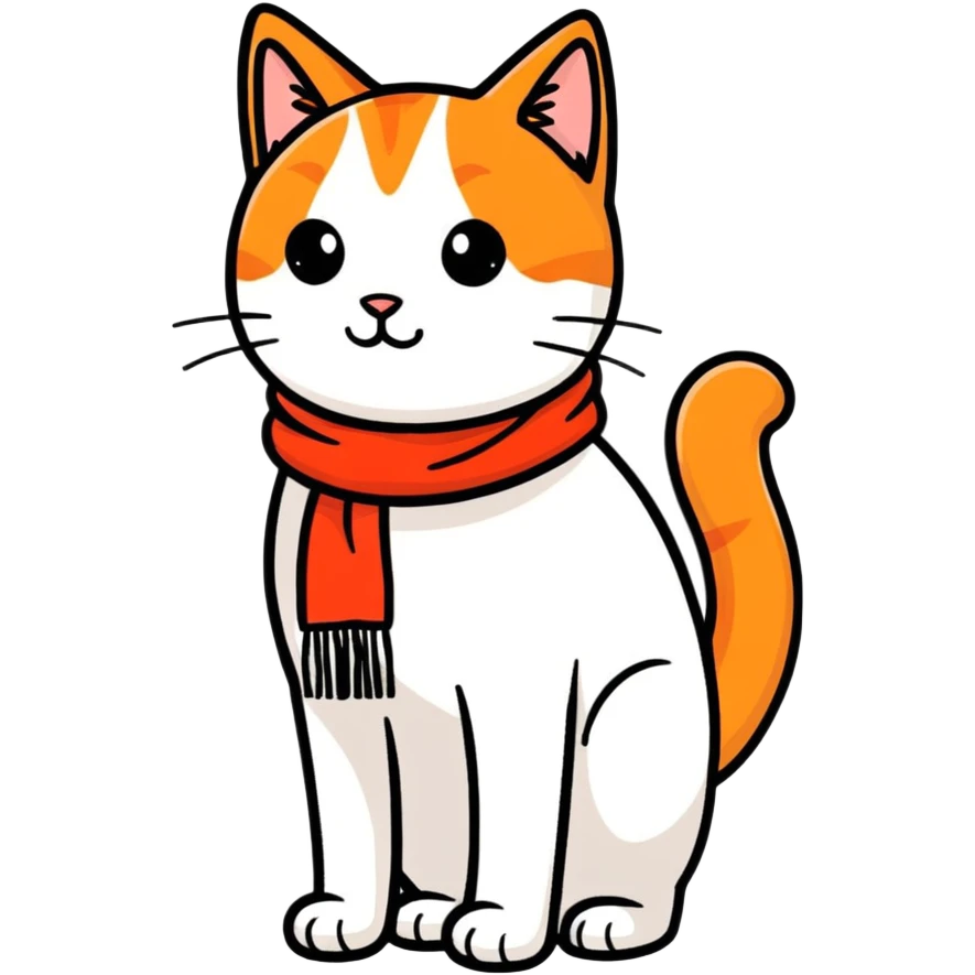 Orange cat with red scarf emoji