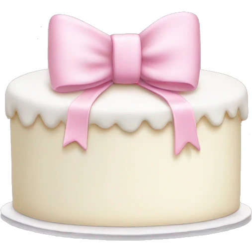 white cake with soft pink bow emoji