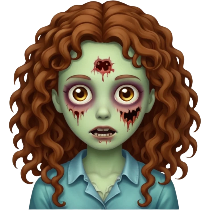 girl zombie with long brown curly hair emoji