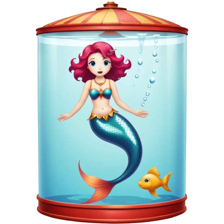 Vintage circus mermaid submerged in water tank emoji