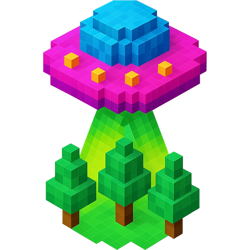 UFO plate with a forest below emoji