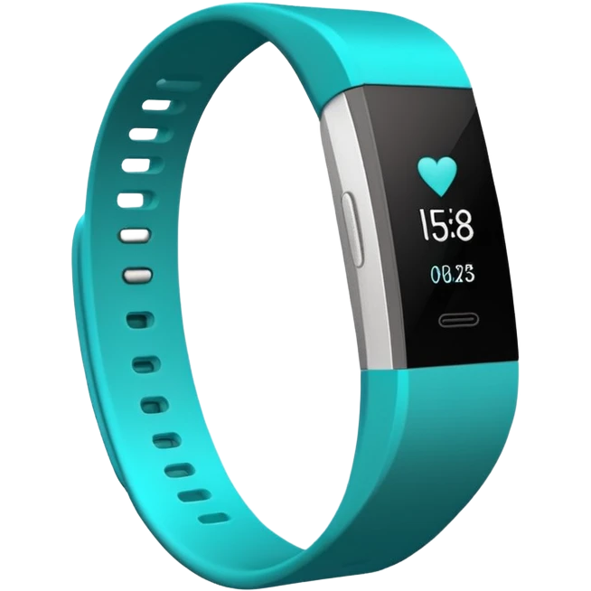 a teal fitbit band lying flat in the style of an ios emoji  emoji