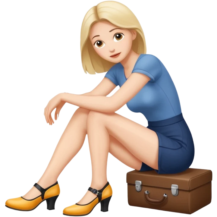 white woman sitting trying on shoes emoji