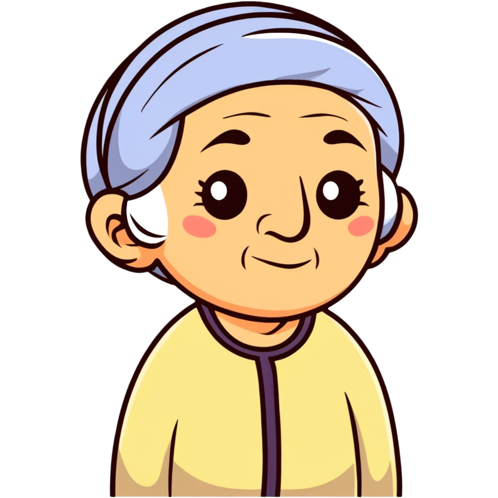 old woman cartoon sticker style emoji
