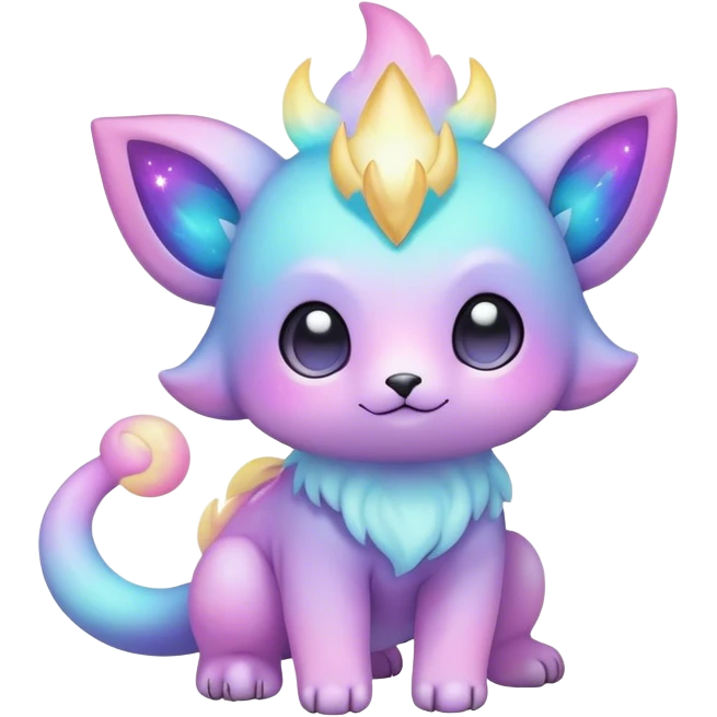 Cute adorable kawaii colorful pastel nebula fantasy animal hybrid Fakemon full body emoji