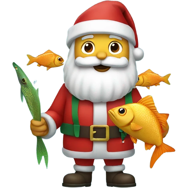 Santa with fish in his hands  emoji