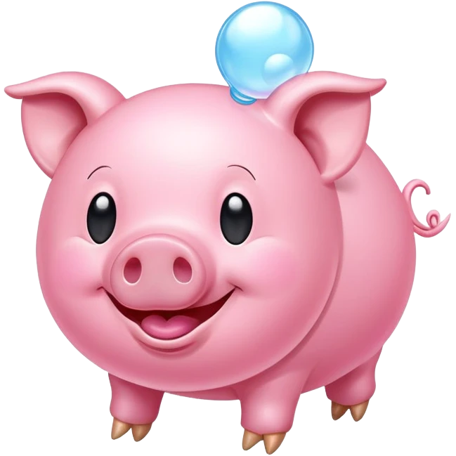smiley face flying pig made of bubble gum emoji