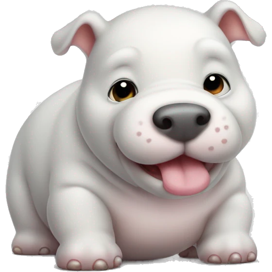 chubby white baby hippo dog with a belly emoji