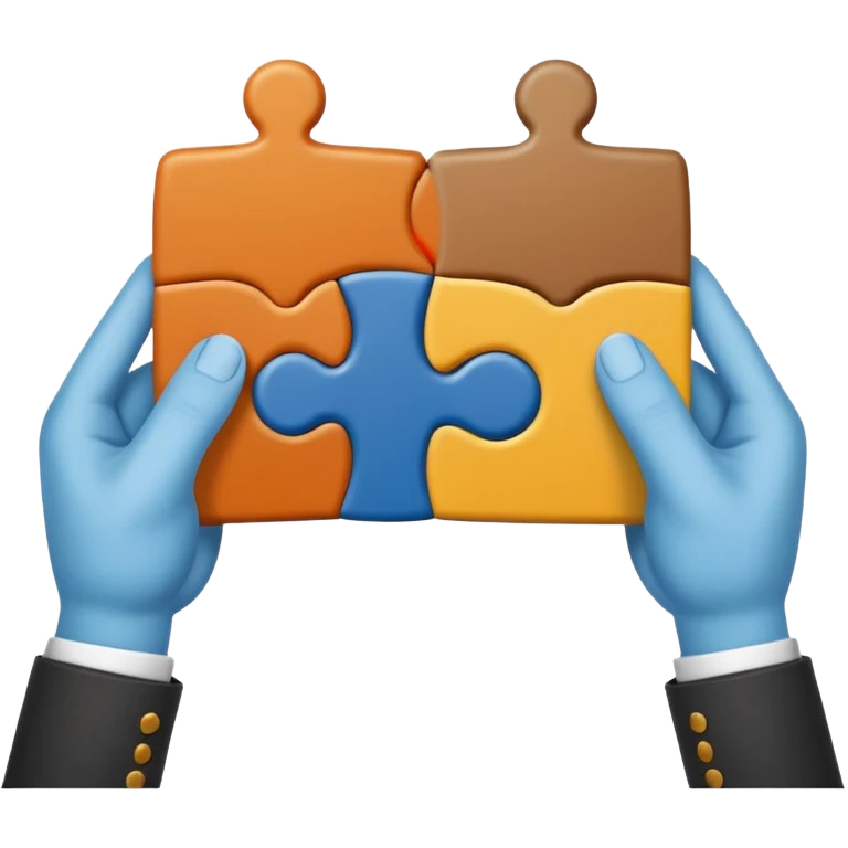 two hands holding a puzzle piece and a book, representing the act of assembling meaning through interpretation emoji