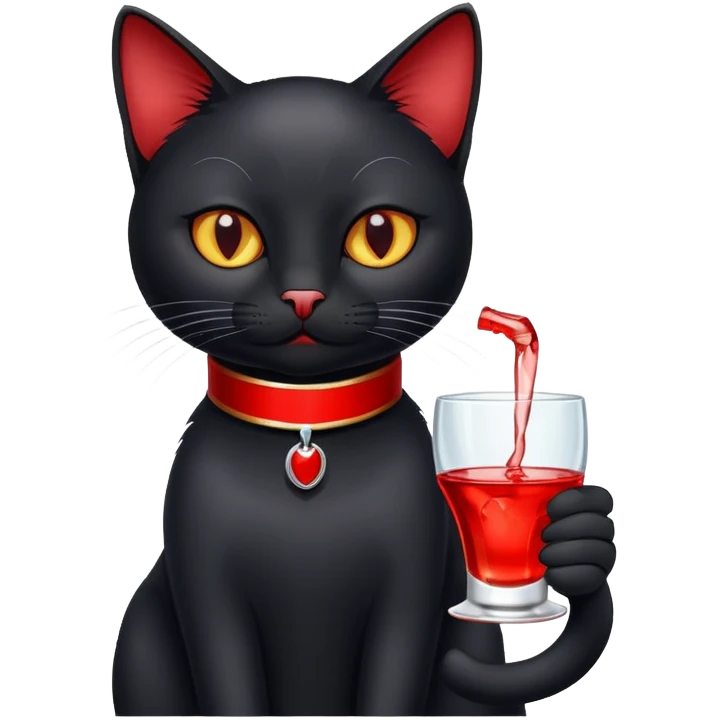 black cat drinking vodka emoji