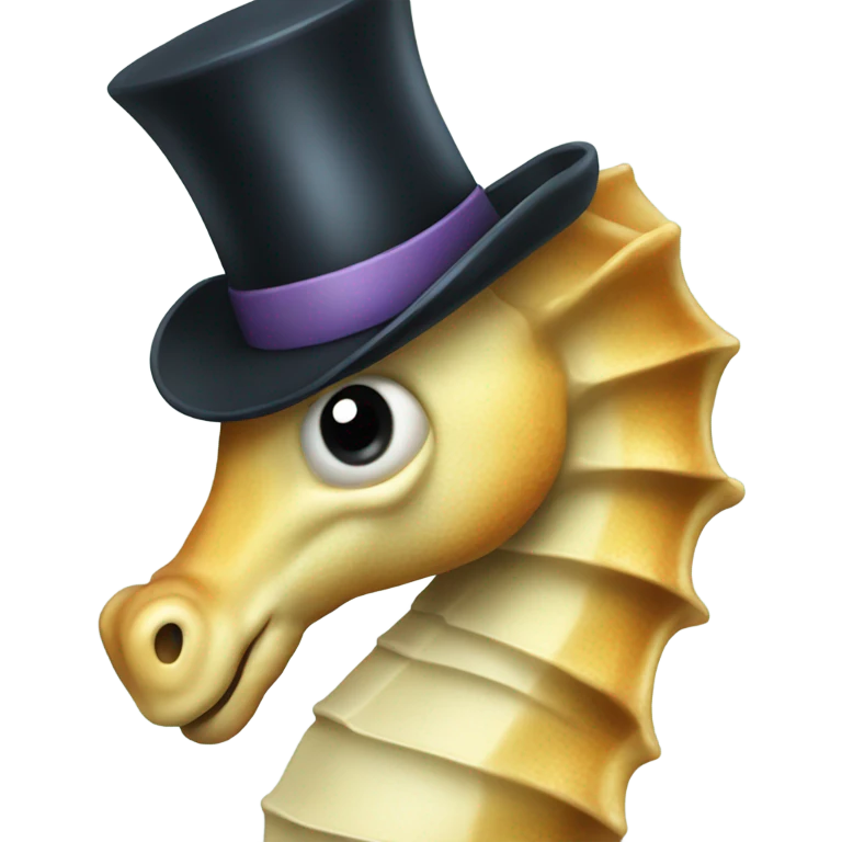 Sea horse with a top hat emoji