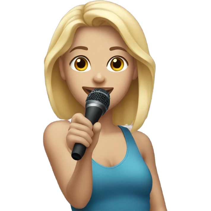 Buff blonde girl holding microphone  emoji