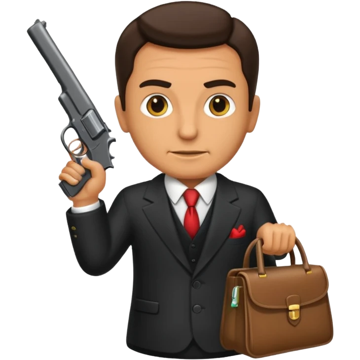 A rich mafia holding a gun on his hand and a bag of money emoji