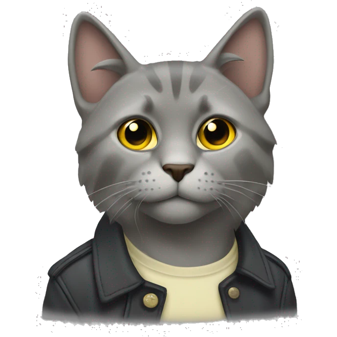 серый кот толстый с желтыми глазамт emoji