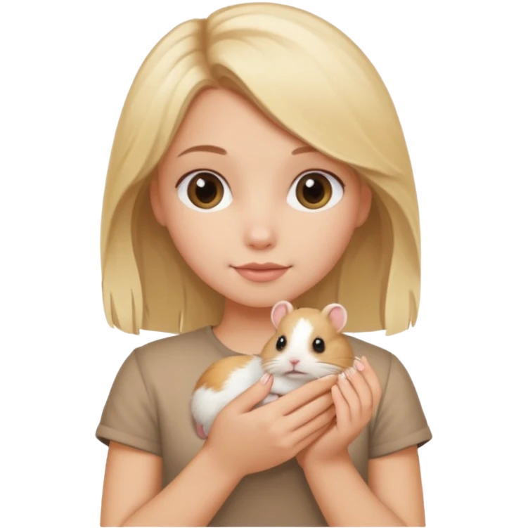 A pretty blond girl holding a hamster emoji