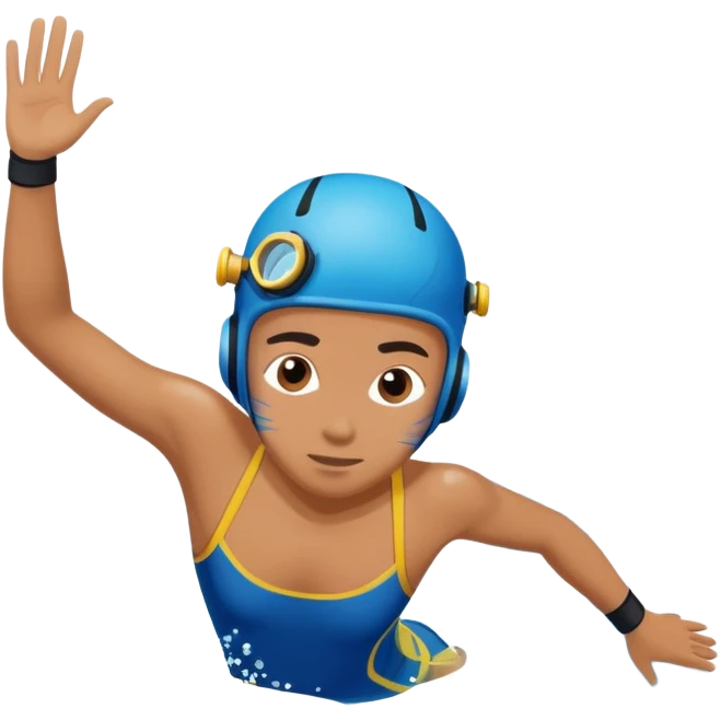 determined pool diver dives into a pool of confidence blue water underneath  emoji