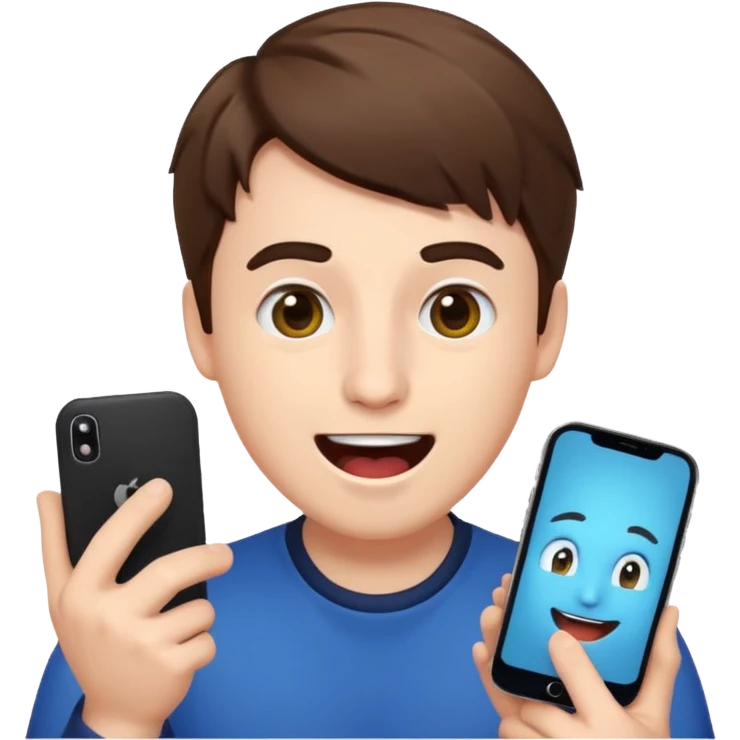 MrBeast emoji-style face with a phone, excited expression emoji