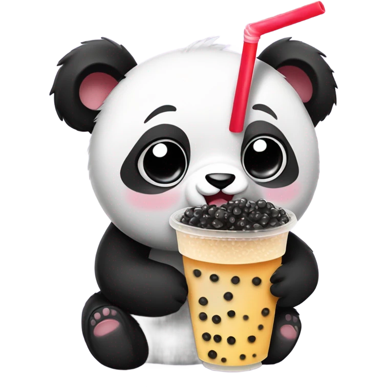 Panda with bubble tea emoji