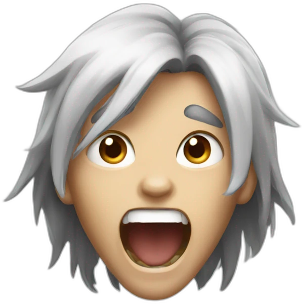 screaming boy with long black hair emoji