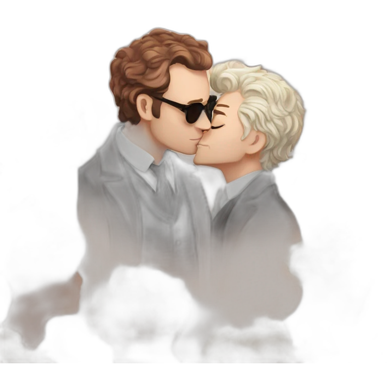 Crowley kissing Aziraphale good omens emoji