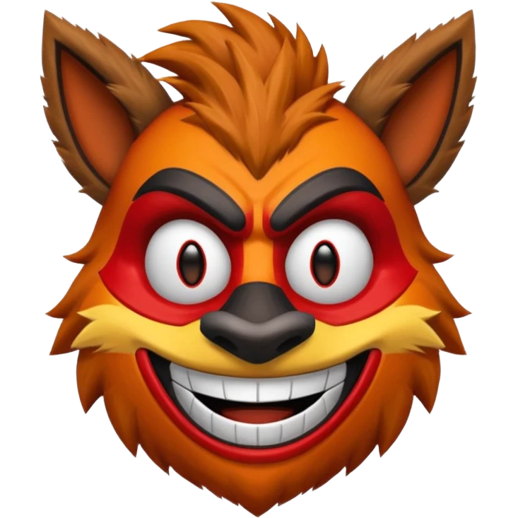 smiling Crash Bandicoot with Uka Uka mask emoji