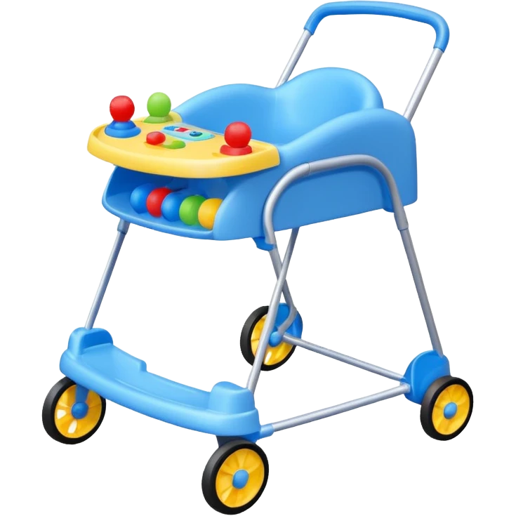 blue baby walker with toys on it emoji