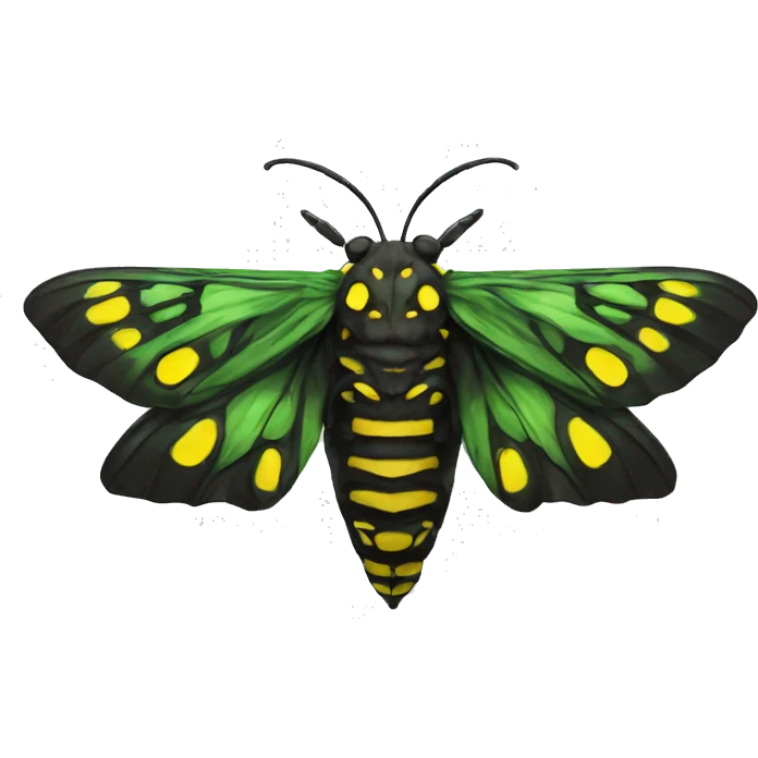Deaths head moth, skull, black green and yellow emoji