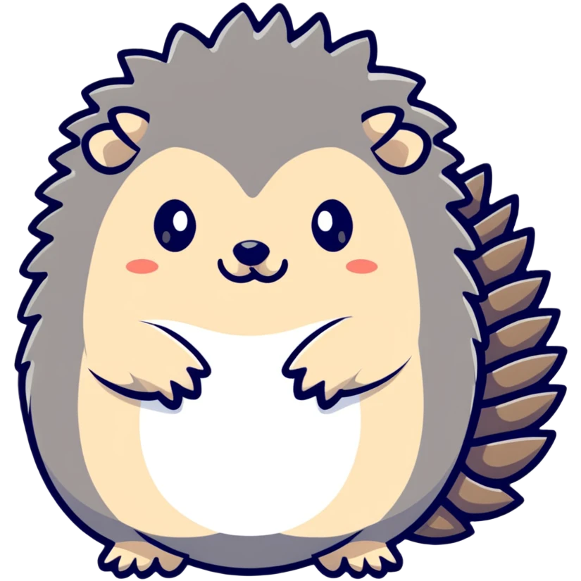 adorable grey hedgehog with round body, short spines, and tiny feet emoji