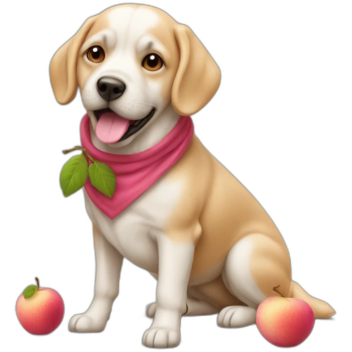 chien rose avec une pomme  emoji
