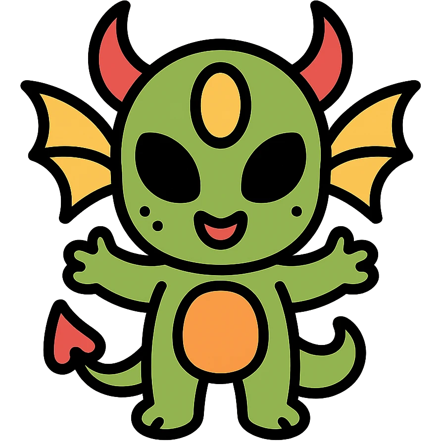 kid dragon mixed with demon and alien features emoji