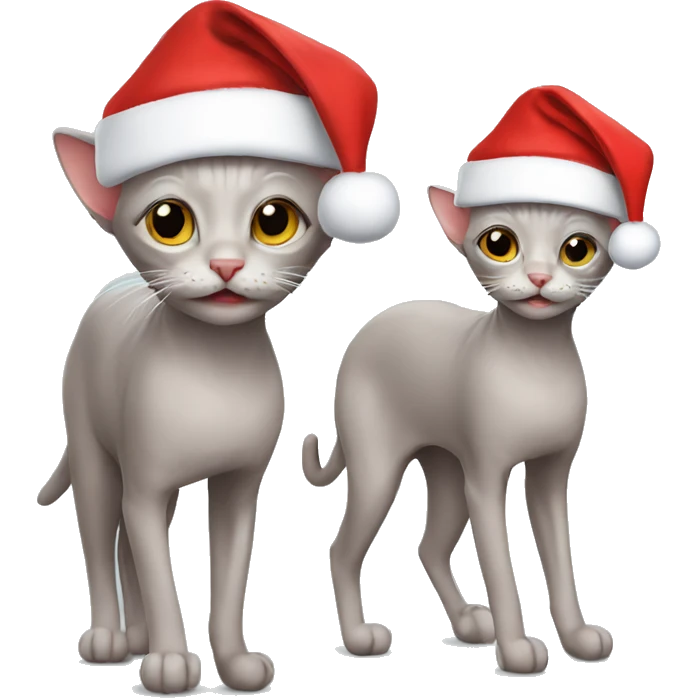 Hairless cat wearing Santa hat emoji