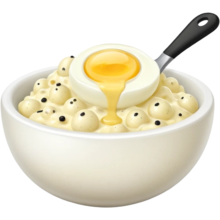 a scoop of egg salad with no egg yolks, only egg whites, simple, clear emoji