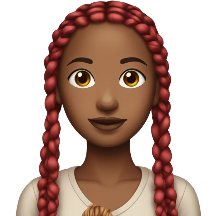 Brown skin girl with red and black box braids  emoji