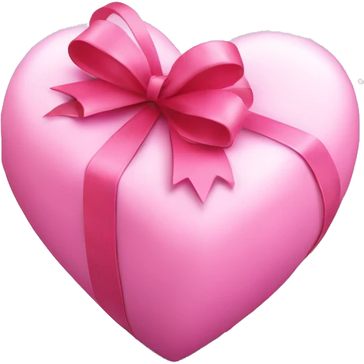 A puffy pink heart with a gift bow on it and snow emoji