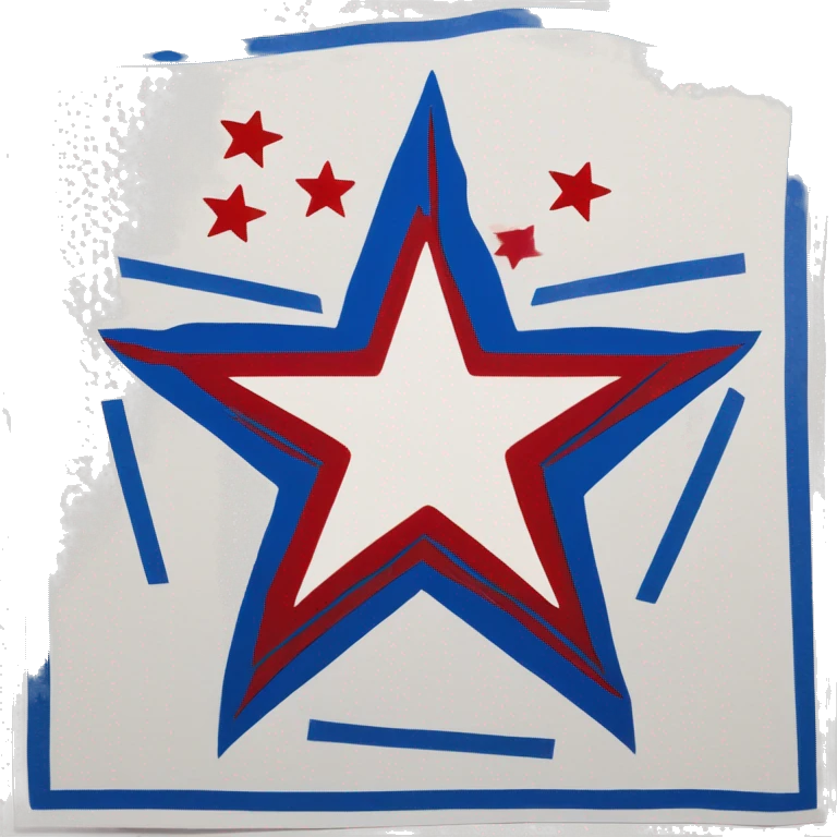 a red star is on a blue strip of paper with a white background and a blue strip with a red star, Almada Negreiros, regionalism, zabrocki, a silk screen emoji
