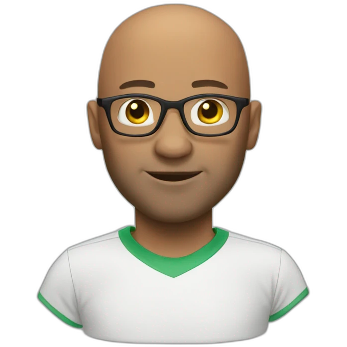 Soccer 43 year male bald glasses emoji