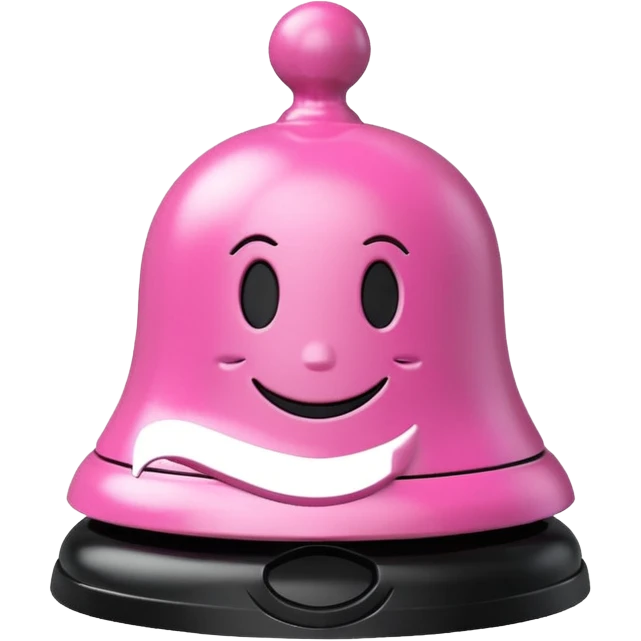 pink call bell with black base with smiley face on it emoji