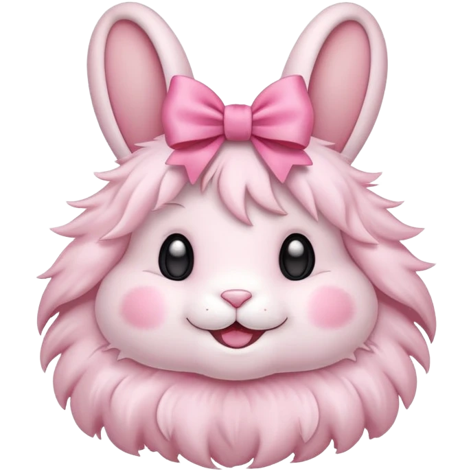 soft pink rabbit emoji with bow emoji