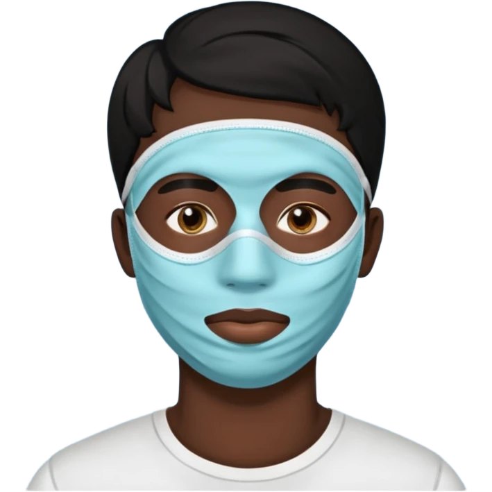 black hair man, Skincare  face mask , alovera on eyes emoji