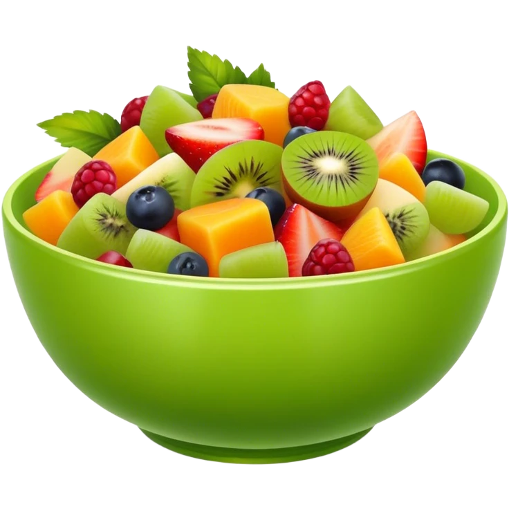 small green bowl of Fruit salad front view emoji