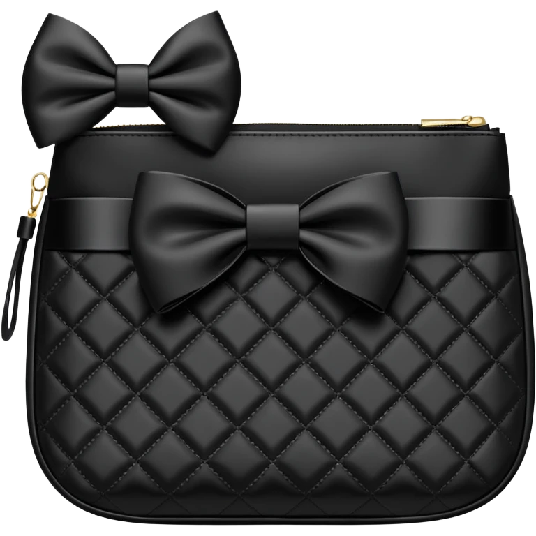 Black quilted cosmetics bag with black bow   emoji